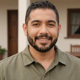Kevin, a 51-year-old Dremeet member from Arizona smiling in an olive shirt in a courtyard